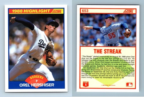 Orel hershiser dodgers 653 - -, #653